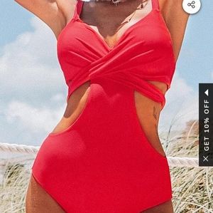 Never worn! Red Cut Out Swimsuit